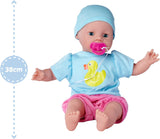 Simba 105010964 – Laura Hungry Weichkörperpuppe mit Schaufensterpuppe, Zauberlöffel, Flasche mit verschwindendem Inhalt und kleinem Teller, 38 cm, Puppe ab 2 Jahren Naty Shop Dolls