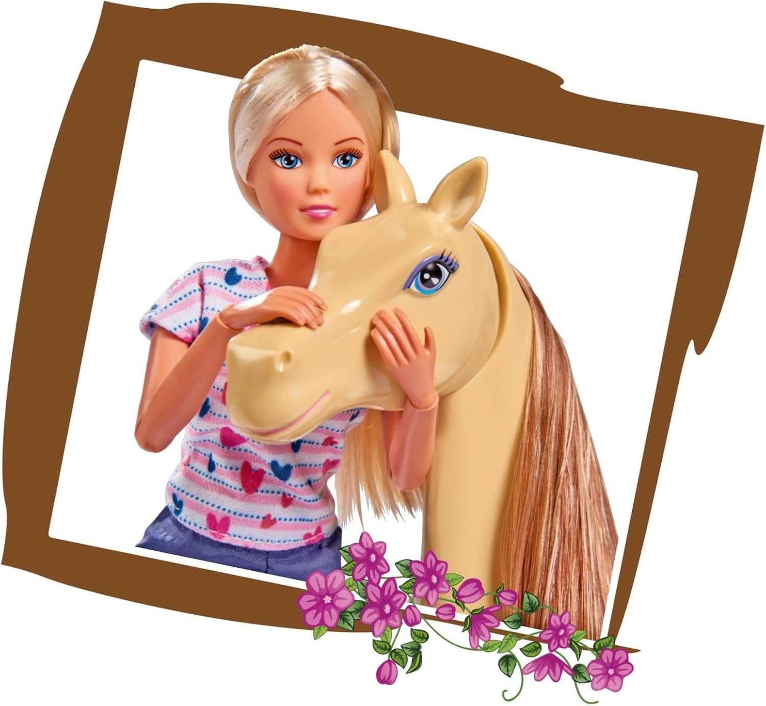 Simba 105730939 – Steffi Love Reit-Outfit, 2 Pferde, voll bewegliche Modepuppe, 29 cm, für Kinder ab 3 Jahren