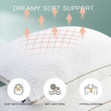 Bedstory-Kissen, Schlafkissen, 2 Stück, hypoallergen, Anti-Staub-Kissen, Daunen, alternative Qualität, Bettkissen für Rücken-, Bauch- und Seitenschläfer, Standardgröße, waschbar, 42 x 70 cm. Naty Shop Standard-Kissen