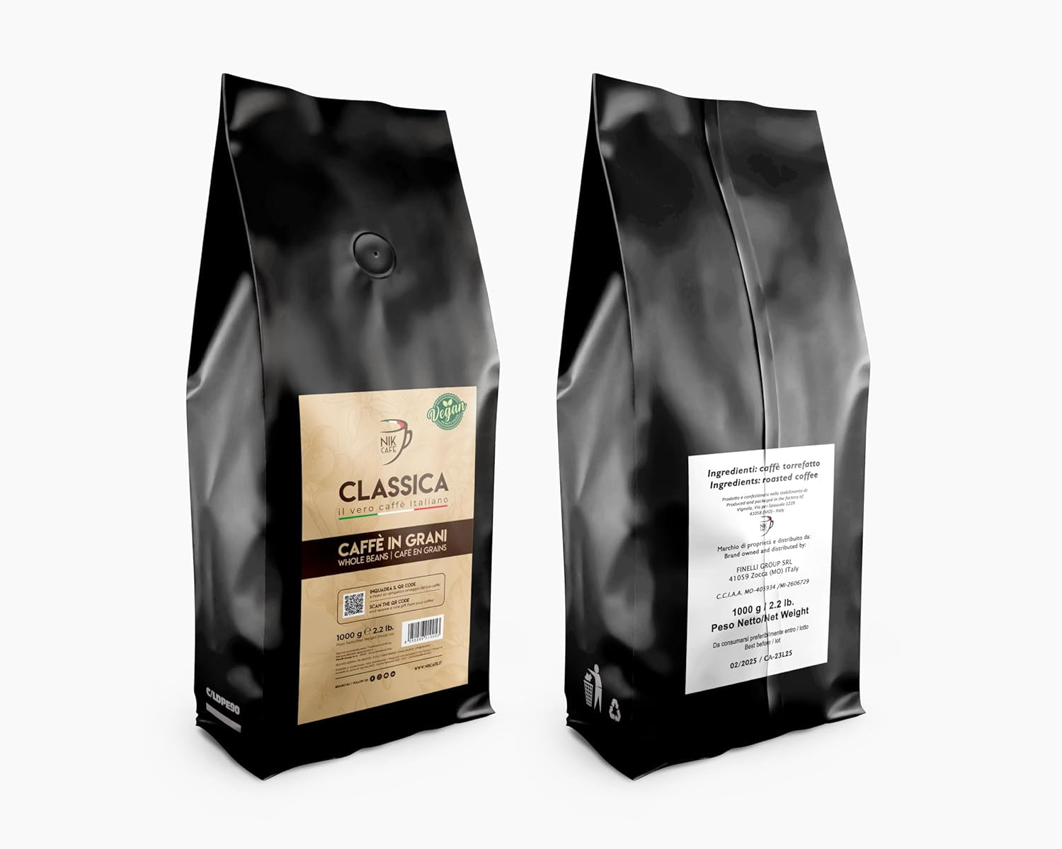NIK CAFE' – Classico-Mischung – geröstete Kaffeebohnen. Seine Exzellenz, der Robuste. 100 % robust