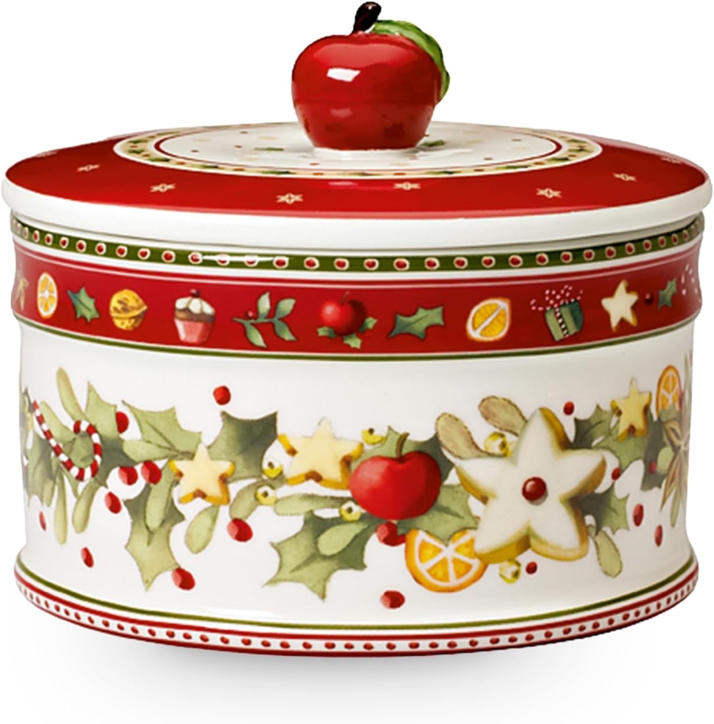 Villeroy & Boch - Winter Bakery Delight Kleine Aufbewahrungsbox, Keramik-Weihnachtsplätzchenbox, Weihnachtsbox, Plätzchenbox, Plätzchenbox, Keramikbox mit Deckel, Süßigkeiten-Aufbewahrung, Premium-Porzellan-Lebensmittelaufbewahrungsboxen Naty Shop M