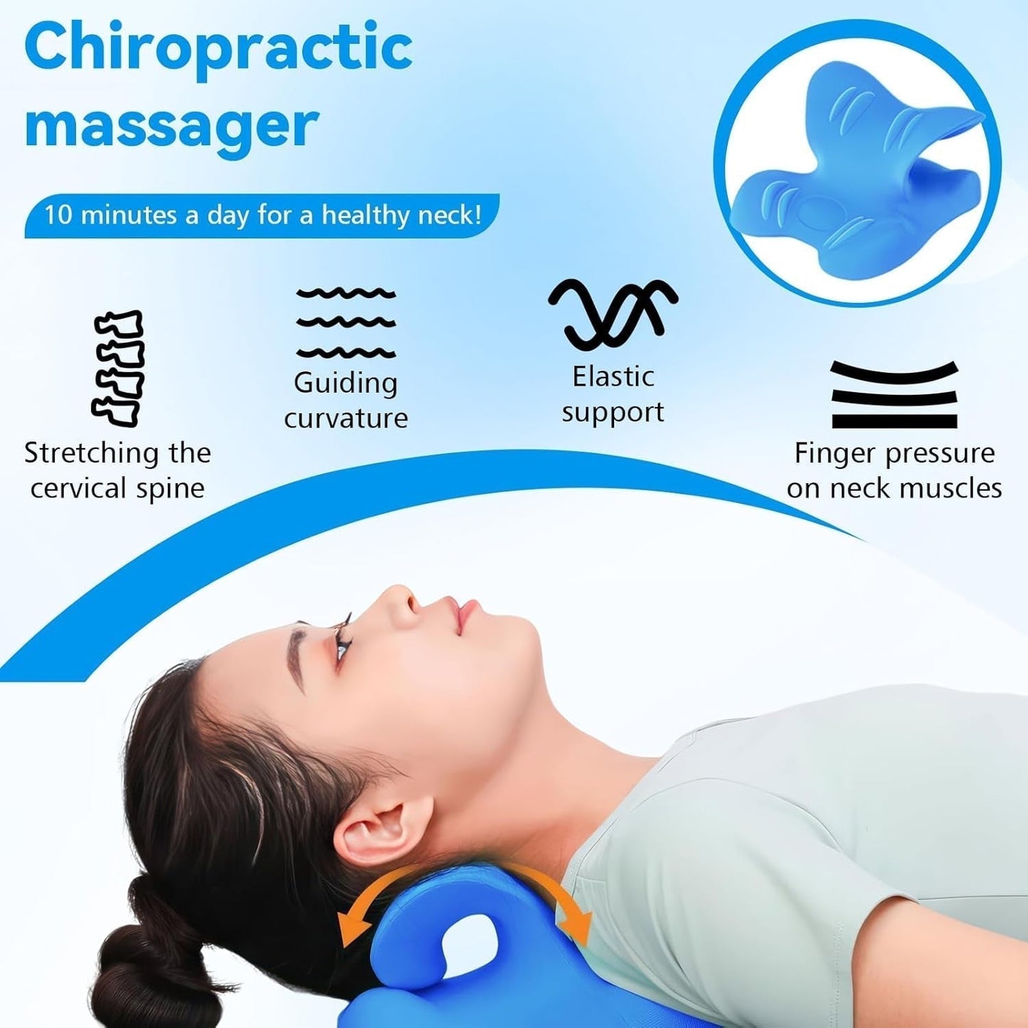 Nackendehner 2.0, Cloudy Neck Lefaya Nackendehner Orthopädischer Testsieger Nackendehner zur Linderung von Nackenschmerzen Premium Nackenbuckel Nackenwolke korrigiert die Körperhaltung (blau) Zervikale orthopädische Kissen Naty Shop