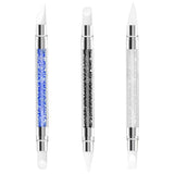 3 Stück Nagel Pinsel Silikon, Nagelkunst Skulptur Stift, Doppel Köpfe DIY Maniküre Werkzeug, Strassstein Picker, Gel Schnitzen Pinsel Für Design, Shaping Zeichnung Carving Nagelfolie
