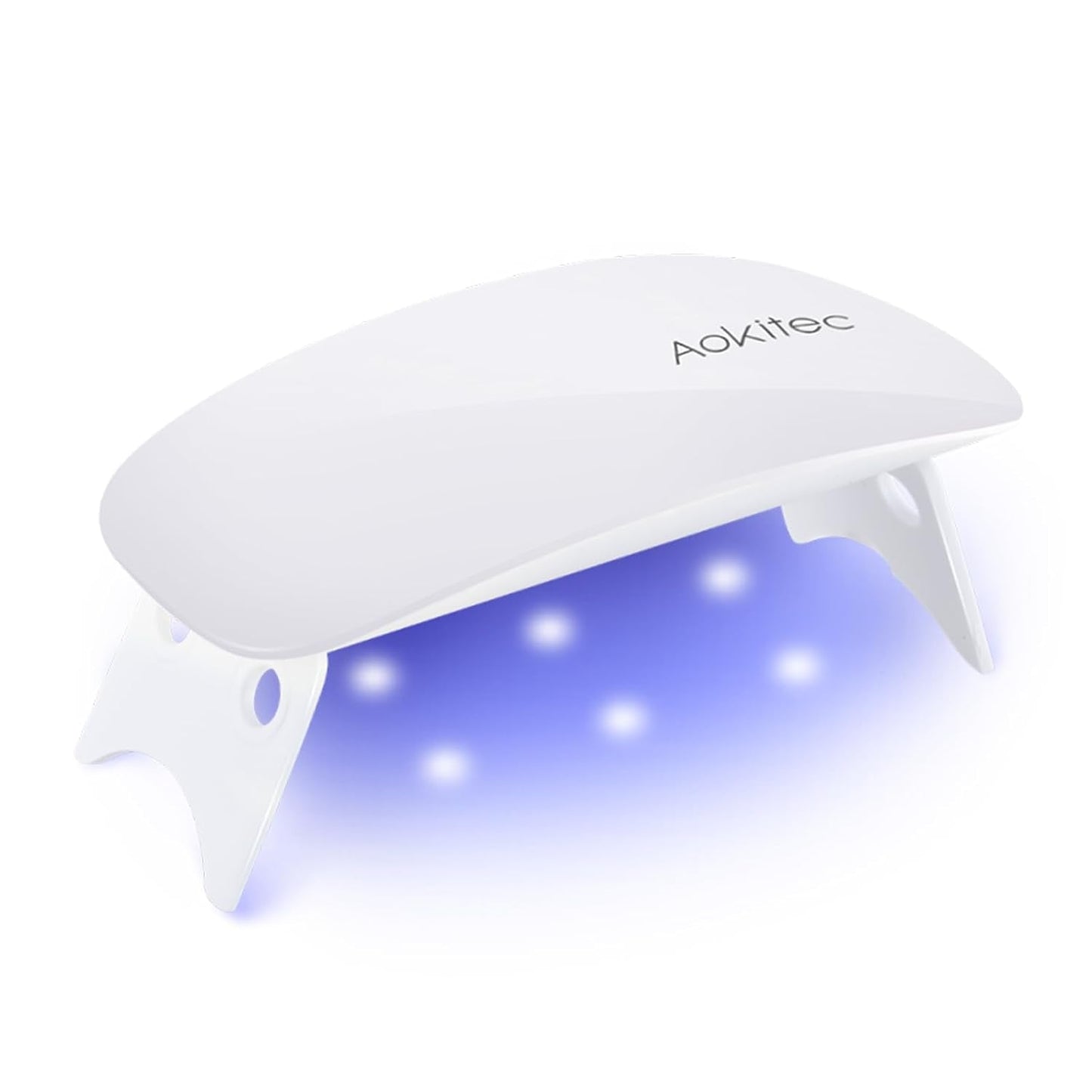 Aokitec Mini-LED-UV-Lampe, UV-Gel-Nagellampe, tragbarer Nageltrockner für alle Arten von Gel-Nagellack, Härtungsgerät in Mausform, kompakt, leicht, mit USB-Kabel (weiß)