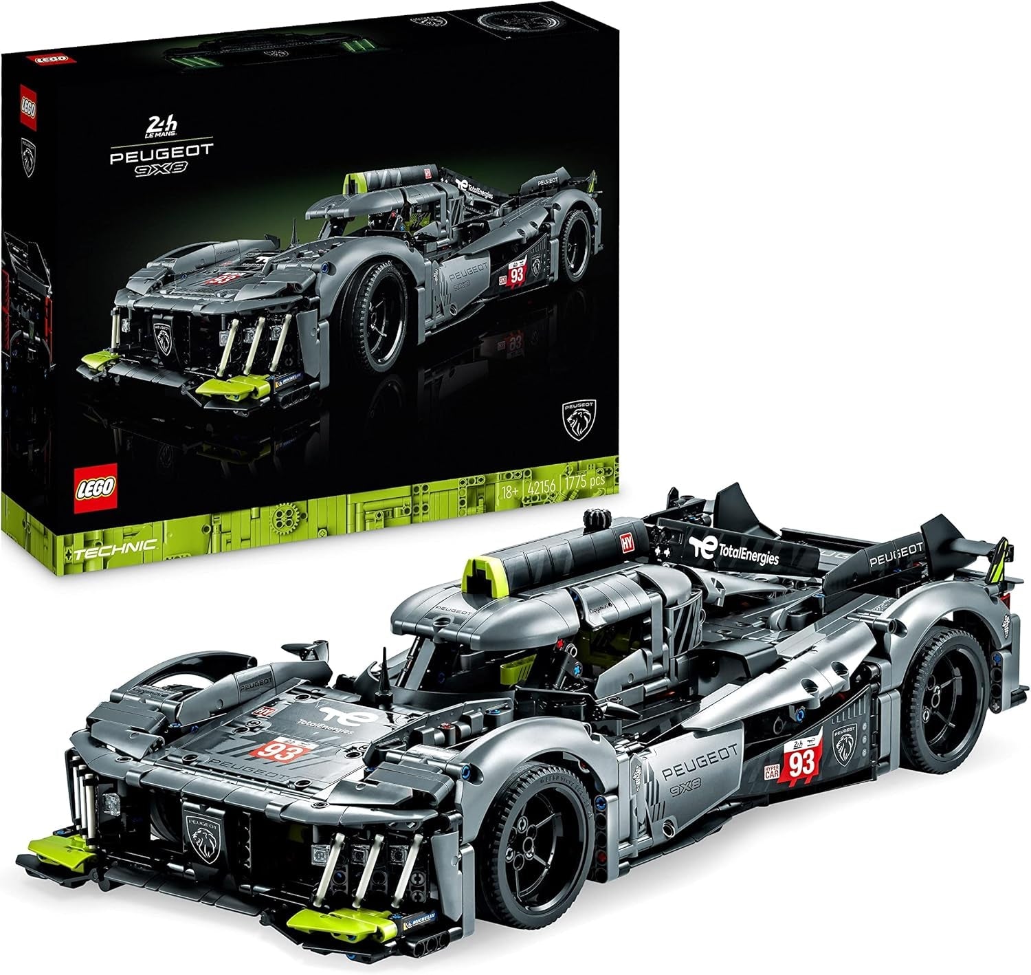LEGO 42156 Technic Peugeot 9X8 24H Le Mans Hybrid Hypercar Legendärer Rennwagen-Erwachsenenmodellbausatz Motorsport-Auto im Maßstab 1:10 zum Sammeln für fortgeschrittene Spieler Bausätze Besuchen Sie den LEGO-Store Single