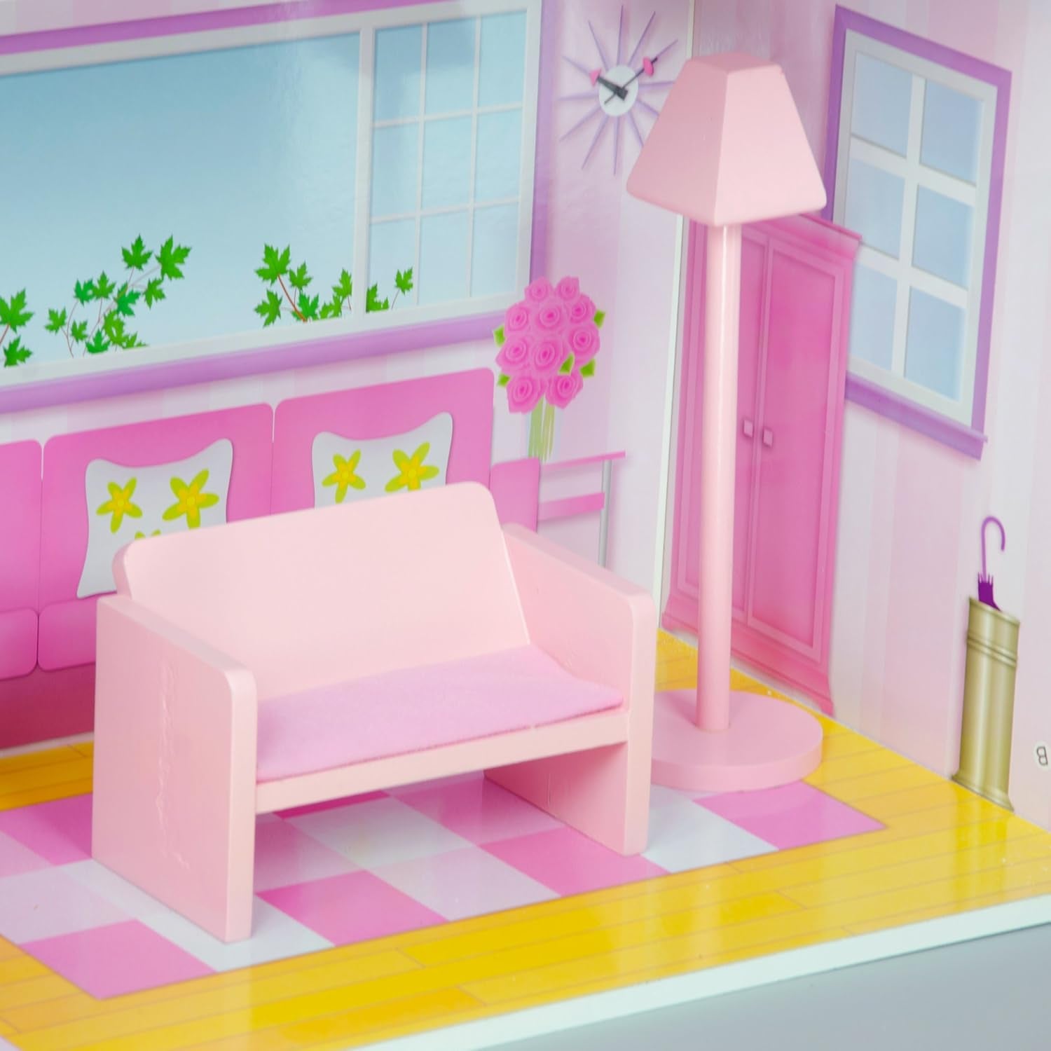 Olivia's Small World Riesenpuppenhaus, großes Puppenhaus aus Holz mit Möbeln und Zubehör, 3-stöckiges Puppenhaus für Kinder, Puppenhaus für 12-Zoll-Puppen, ab 3 Jahren Naty Shop Puppenhäuser