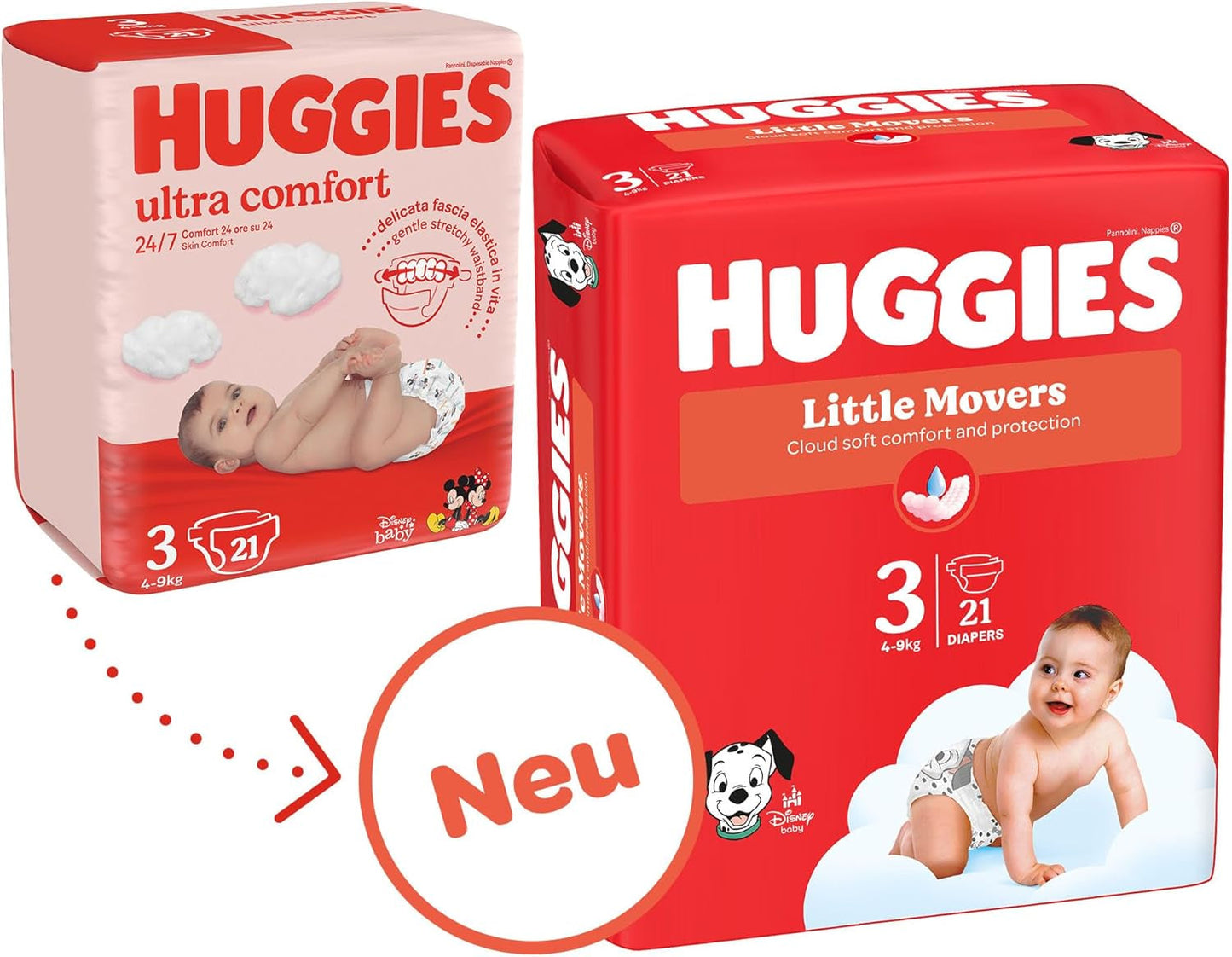 Huggies Babywindeln Little Movers, Disney-Design, Größe 3, 168 Stück (3 x 56), Monatsbox