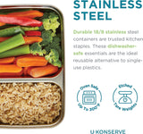 U Konserve – Geteilter, rechteckiger Lebensmittelbehälter aus Edelstahl mit Silikondeckel – Inselblaugrün – 28 oz/825 ml Lebensmittelaufbewahrungsboxen Naty Shop