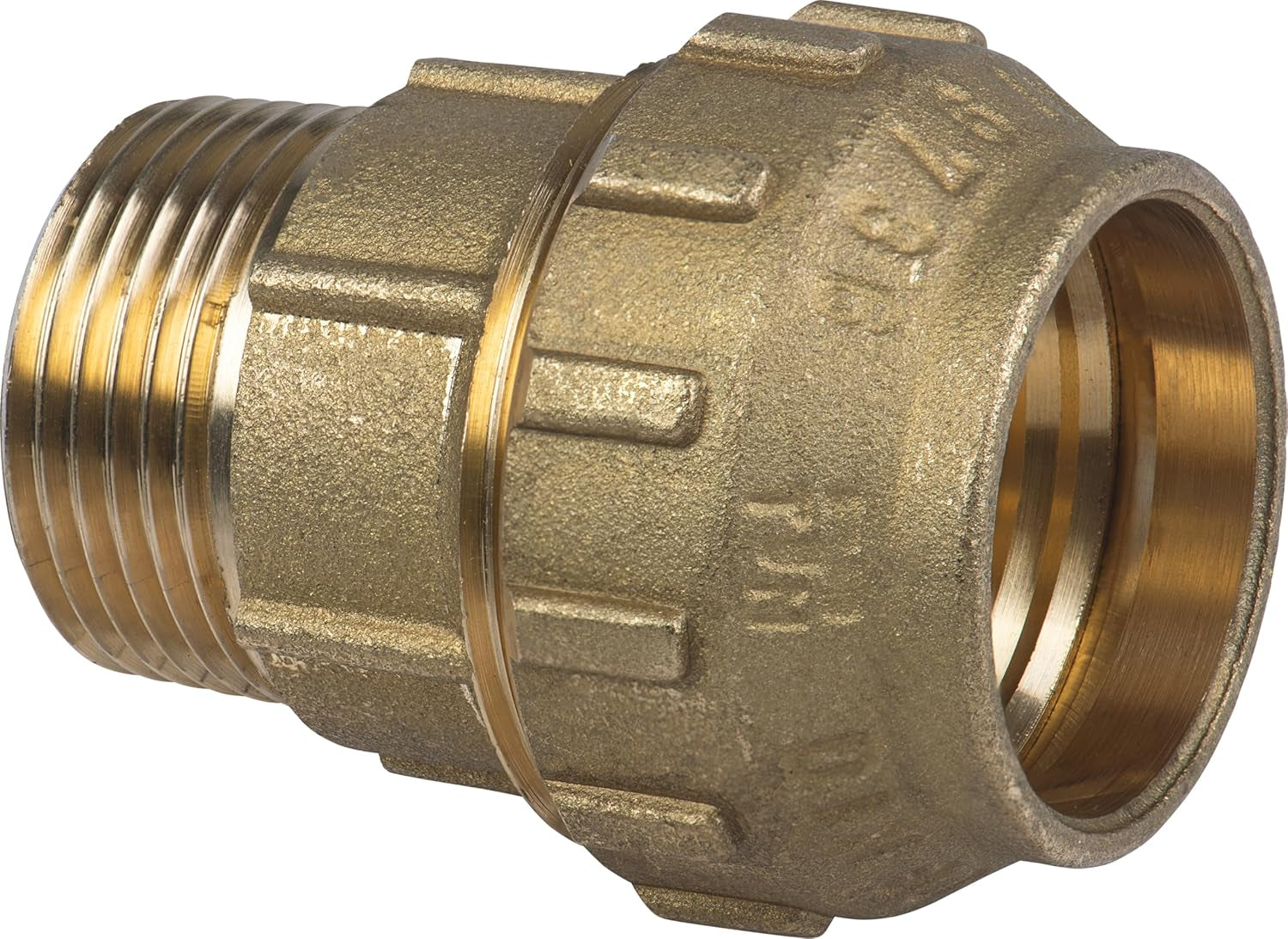 Cornat Klemmverschraubung – Außengewinde Ø 32 mm x 1 Zoll – Messing – mit einem Außengewinde – PE-HD-Rohranschluss / T617532