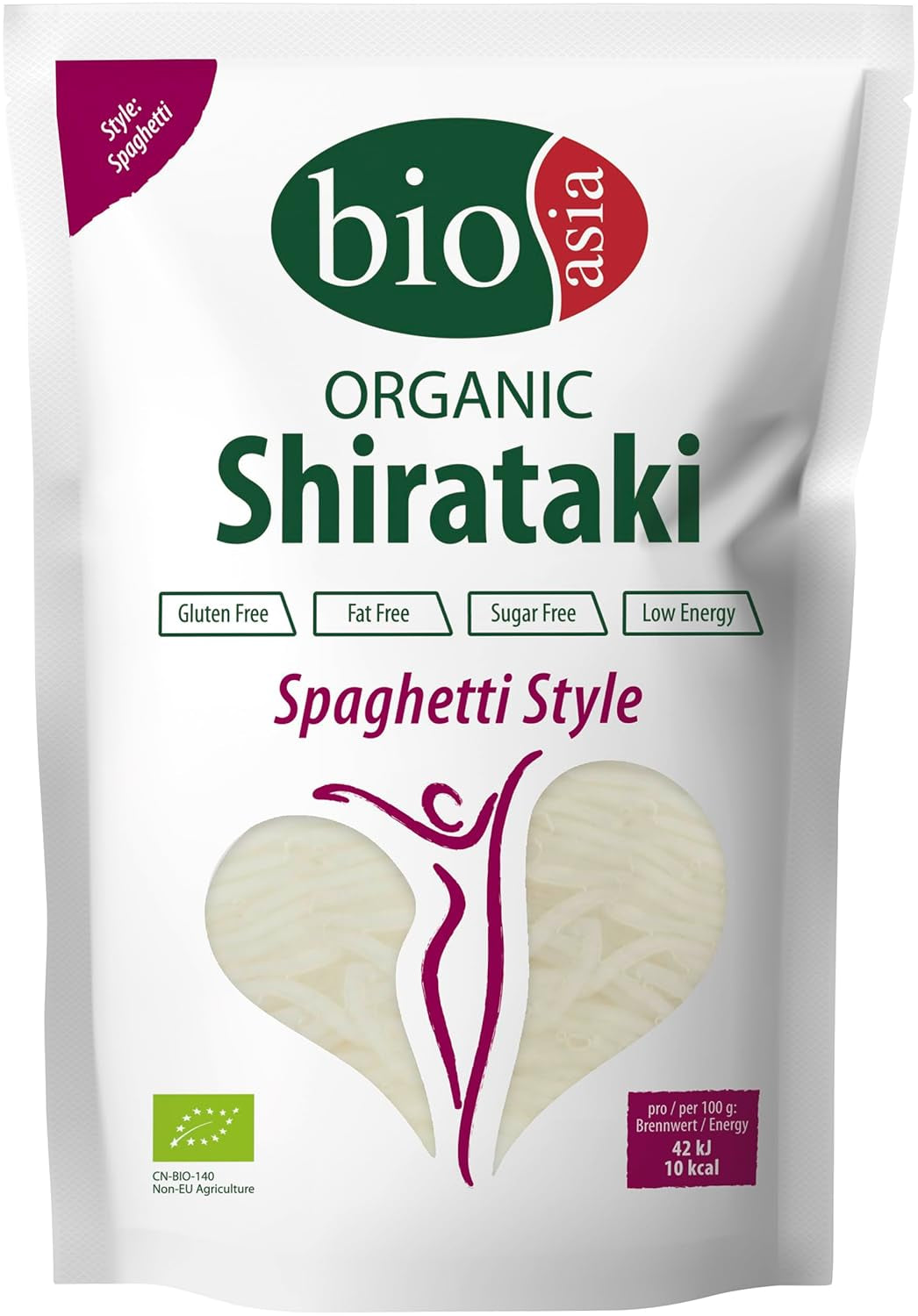 Bioasia Bio Shirataki Spaghetti – Nudeln aus Bio-Konjakmehl – ​​​​Mit niedrigem Kaloriengehalt – Zucker-, fett- und glutenfrei (1 x 270 g)