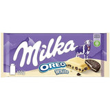 Milka Oreo Sandwich – Alpenmilchschokolade, gefüllt mit knusprigen Oreo-Keksstückchen und zarter Vanillecreme – 92g