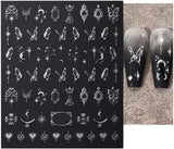 3D-Nagelaufkleber, silberfarben, metallisch, Nagelaufkleber für Frauen, Stern, Mond, Sonne, Nagelfolie, selbstklebende Aufkleber, Schmetterlings-Nagelaufkleber, Nagelaufkleber, Nageldesign-Zubehör, 8 Stück