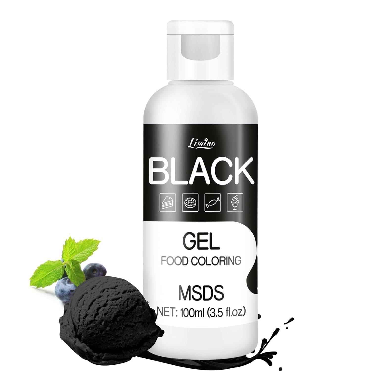 Gel-Lebensmittelfarbe – 100 ml, Gel-Lebensmittelfarbe für Kuchen, Backen, Kekse, Makronen – konzentrierte zuckerfreie Lebensmittelfarbe für Kuchendekoration, Getränke, Ostereier, DIY Schleim (weiß)