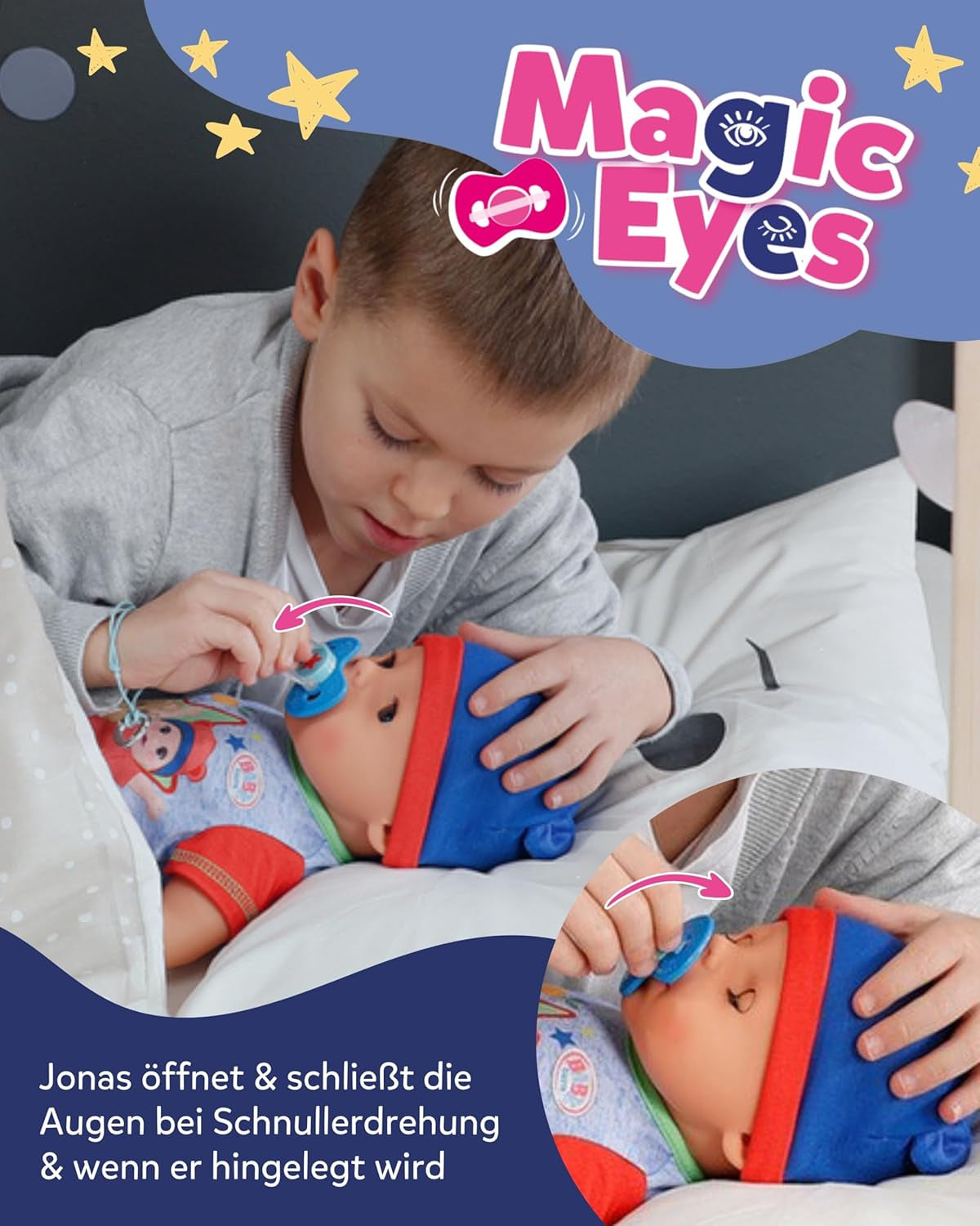 BABY Born Jonas – Babypuppe 43 cm – 10 Funktionen inklusive Zubehör und Matratze – Funktioniert komplett ohne Batterien – Geeignet für Kinder ab 3 Jahren