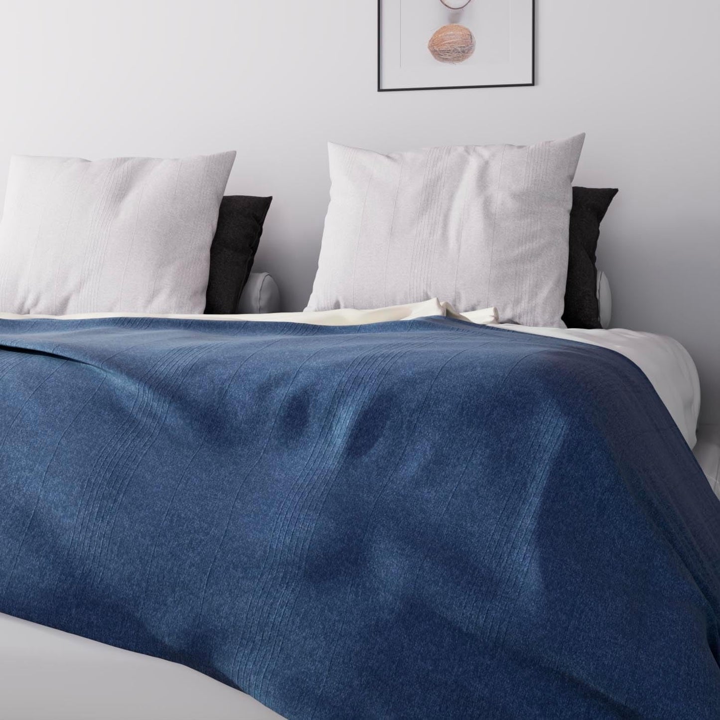Soleil D'Ocre Adele, Zickzackbezug, vom Sofa geworfen, Polycoton, Blau, 220 x 240 cm Bettdecken und Steppdecken Naty Shop