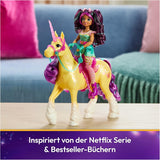 Unicorn Leaf Unicorn Academy – 28 cm großes Original-Ava-Einhorn aus der Netflix-Serie mit echter Mähne und Schweif, abnehmbarem Zaumzeug, Sattel und Bürste, für Kinder ab 4 Jahren