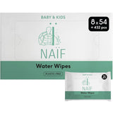 Naïf – Plastikfreie Feuchttücher – 1296 Stück (24 Stück x 54 Feuchttücher) – Babypo-, Körper- und Gesichtspflege – 99 % Wasser – 0 % Duftstoffe und Alkohol