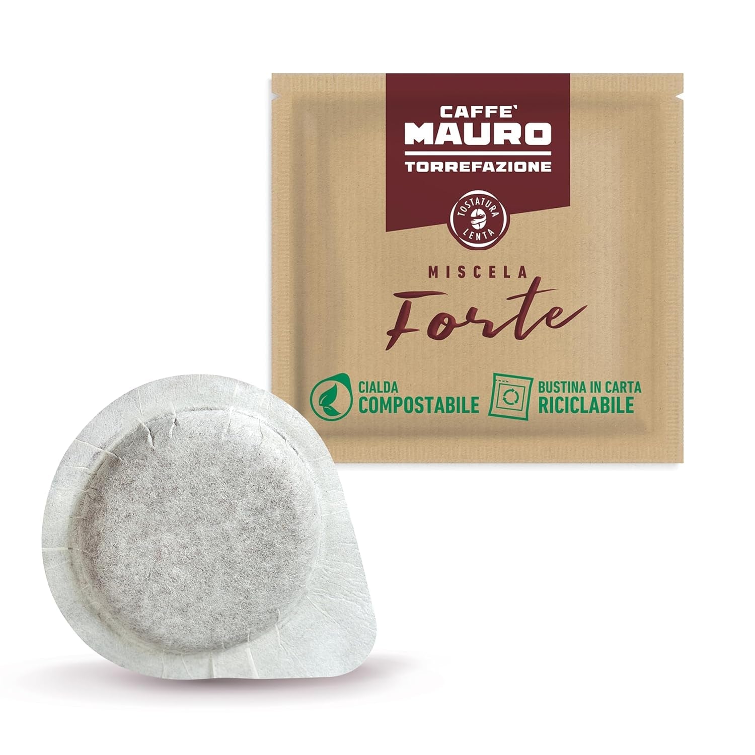 Caffè Mauro Torrefazione Kaffee Kompostierbare Pods, Recyclebare Verpackung, Originalmischung - 100 Stück - Intensität 10/10 - Kompatibel mit ESE System Papier Pads 44 mm