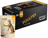 PrimaCat - Klassisches Nassfutter für Katzen, Vogelgeschmack in Soße, 28 x 85 g