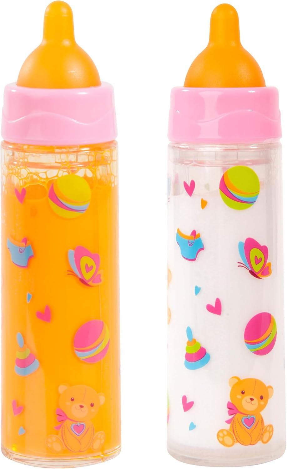 Bayer Design 79201AE Magic Bottle, Milchflasche, Trinkflasche, Puppenzubehör, weiß und orange