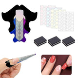 100 Stück Nagelkunst-Schablonen, Modellierschablonen, selbstklebend, mit 4 Blatt transparenten, selbstklebenden Nagelpads und 3 Nagelfeilen, Gel-Nagelverlängerungszubehör für künstliche Nägel