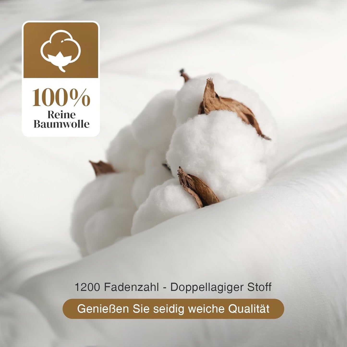 135 x 200 Ganzjahresdecke aus 100 % Baumwolle mit Gänsedaunen, dick gefüllte Federdecke, kein lebender Plüsch, extra flauschige Übergangsdecke, 3D-Schallkasten, Einzelbett, weiße Steppdecken und Steppdecken, Naty Shop