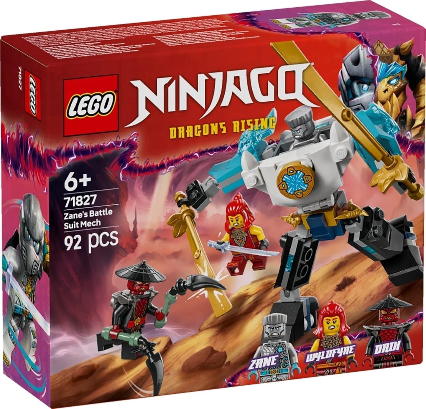 LEGO NINJAGO Zanes Action-Mech – Ninja-Spielzeug mit 3 Minifiguren zum Rollenspiel – Kleines Set zum Bauen und Spielen für Kinder – Geschenkidee für Jungen und Mädchen ab 6 Jahren 71827 Bausets Besuchen Sie den LEGO-Store
