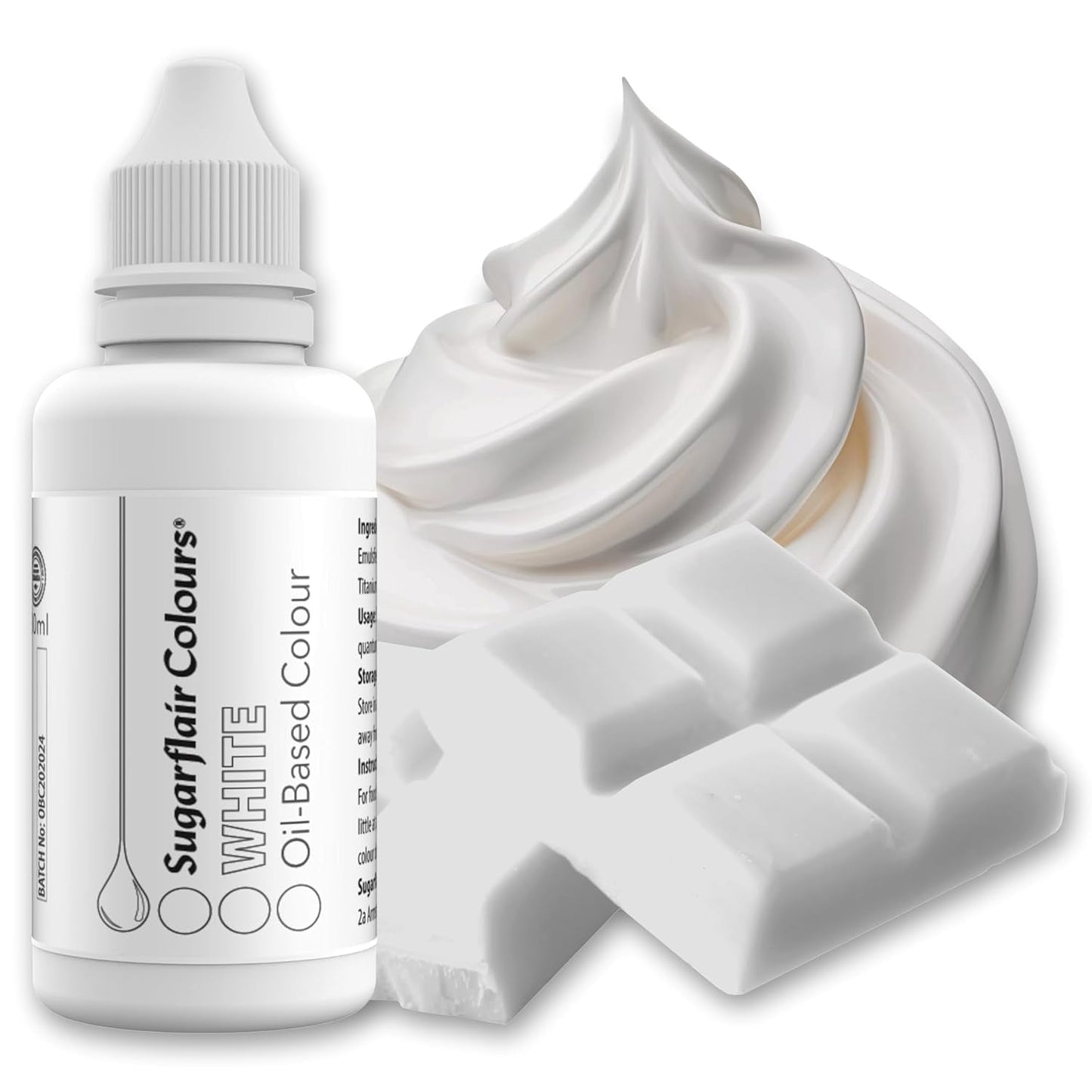 Sugarflair Pastel Mixer Lebensmittelfarbe auf Ölbasis, weiß – Lebensmittelfarbe für Schokolade, Buttercreme, Zuckerpaste und alle fettlöslichen Lebensmittelzutaten – 30 ml