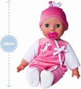 Simba 105140489 – Laura Baby Talk Doll, 38 cm große Puppe mit weichem Körper und Schlafaugen im süßen Overall, 24 Babygeräusche, Spielpuppe, Babypuppe, ab 2 Jahren