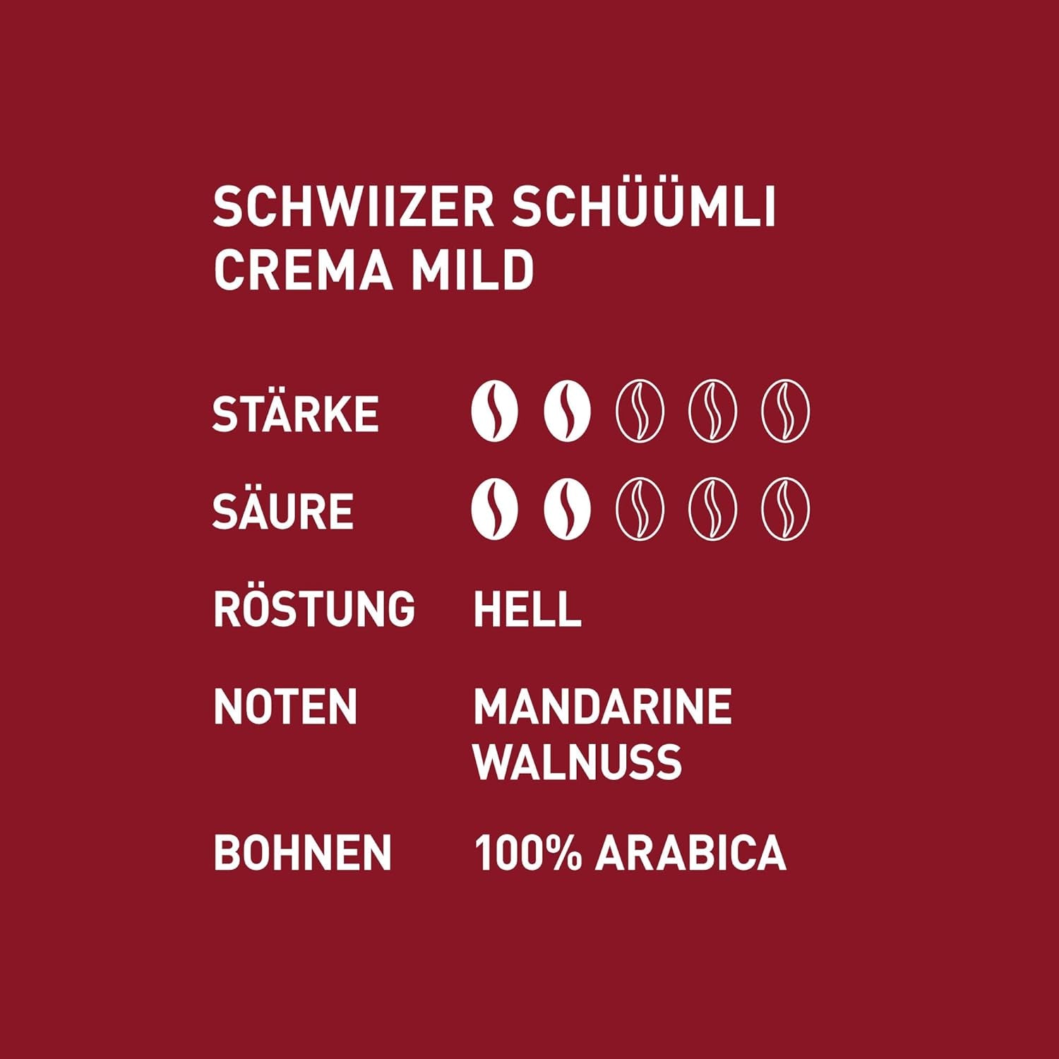 Schwiizer Schüümli Crema Mild, 100 % Premium-Arabica-Kaffeebohnen, fruchtig und nussig, für Kaffeevollautomaten, Stärke 2/5, leichte Röstung, Rainforest Alliance-zertifiziert, 1 kg (2er-Pack)