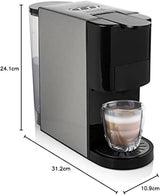 Princess 5-in-1-Multikapsel-Espressomaschine – kompatibel mit Nespresso, Dolce Gusto, Lavazza a Modo Mio und ESE Pads, 0,8 l Fassungsvermögen, 1450 W, Silber, Schwarz