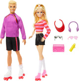 Barbie Fashionistas-Set mit 2 Modepuppen und 6 Accessoires, Barbie- und Ken-Rollschuh-Modepuppen, Sammelfiguren zum 65-jährigen Jubiläum, HXK90