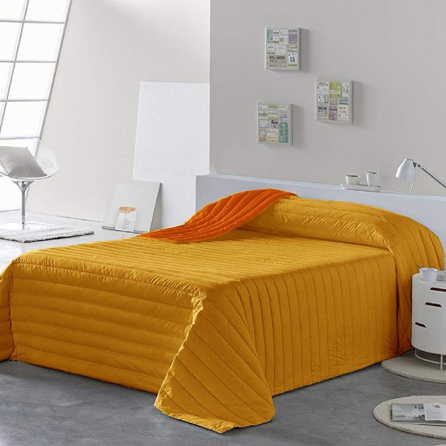 PETTI Artigiani Italiani – Einzelbettbezug, doppelseitiger Bezug, Federbezug, Mitternachtsblau, Weiß, 100 % Made in Italy. Bettdecken und Steppdecken Naty Shop Orange Bettgröße 140 (240 x 260 cm)
