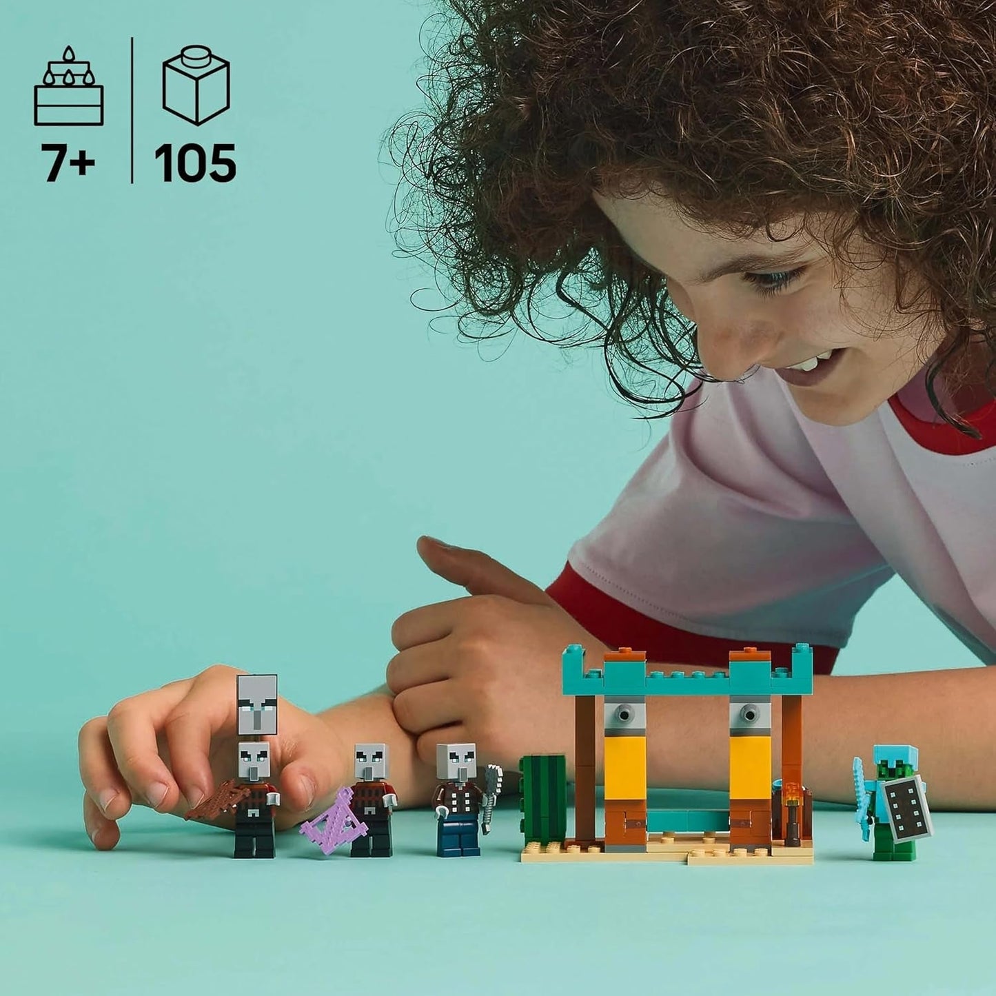 LEGO Minecraft The Illager Desert Patrol Videospielset für Kinder, Outpost-Minispielzeug und drei Minifiguren, darunter Plünderer, Diener und Kaktusritter 21267 Bausätze Besuchen Sie den LEGO-Store