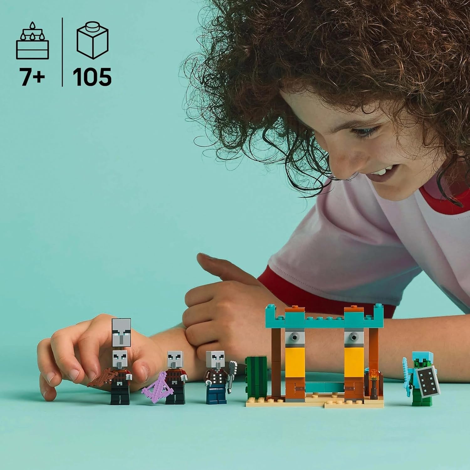 LEGO Minecraft The Illager Desert Patrol Videospielset für Kinder, Outpost-Minispielzeug und drei Minifiguren, darunter Plünderer, Diener und Kaktusritter 21267 Bausätze Besuchen Sie den LEGO-Store