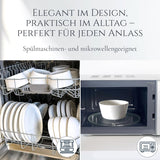 Crystal 48-teiliges Porzellan-Geschirrset TESTSIEGER Klares Porzellan-Geschirrset Schüsseln und Teller Tafelservice für 12 Pure Living-Geschirrsets in Weiß