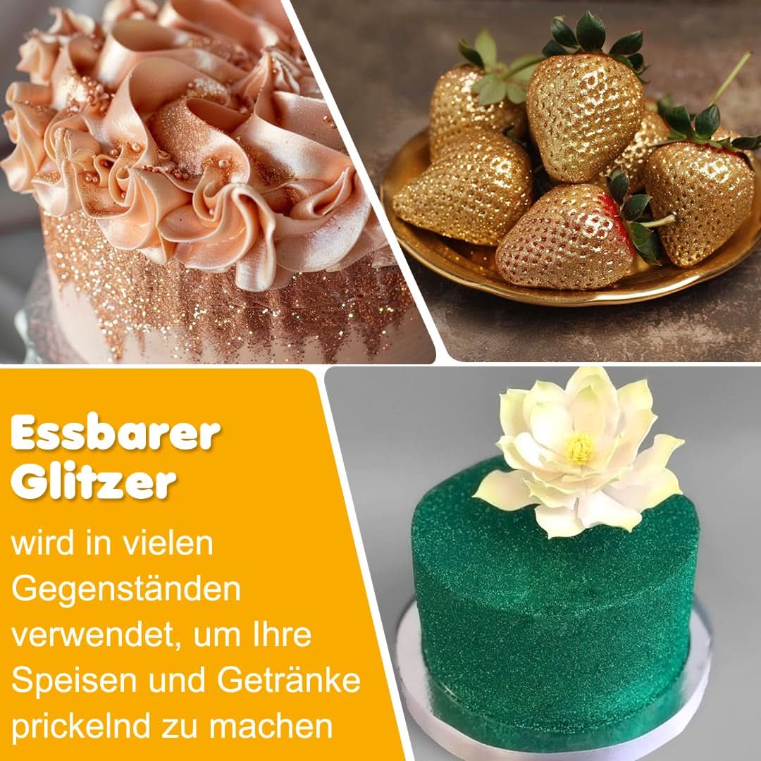 Essbarer Glitzer, Set mit 6 Farbtönen, 5 Gramm Glitter Naty Shop