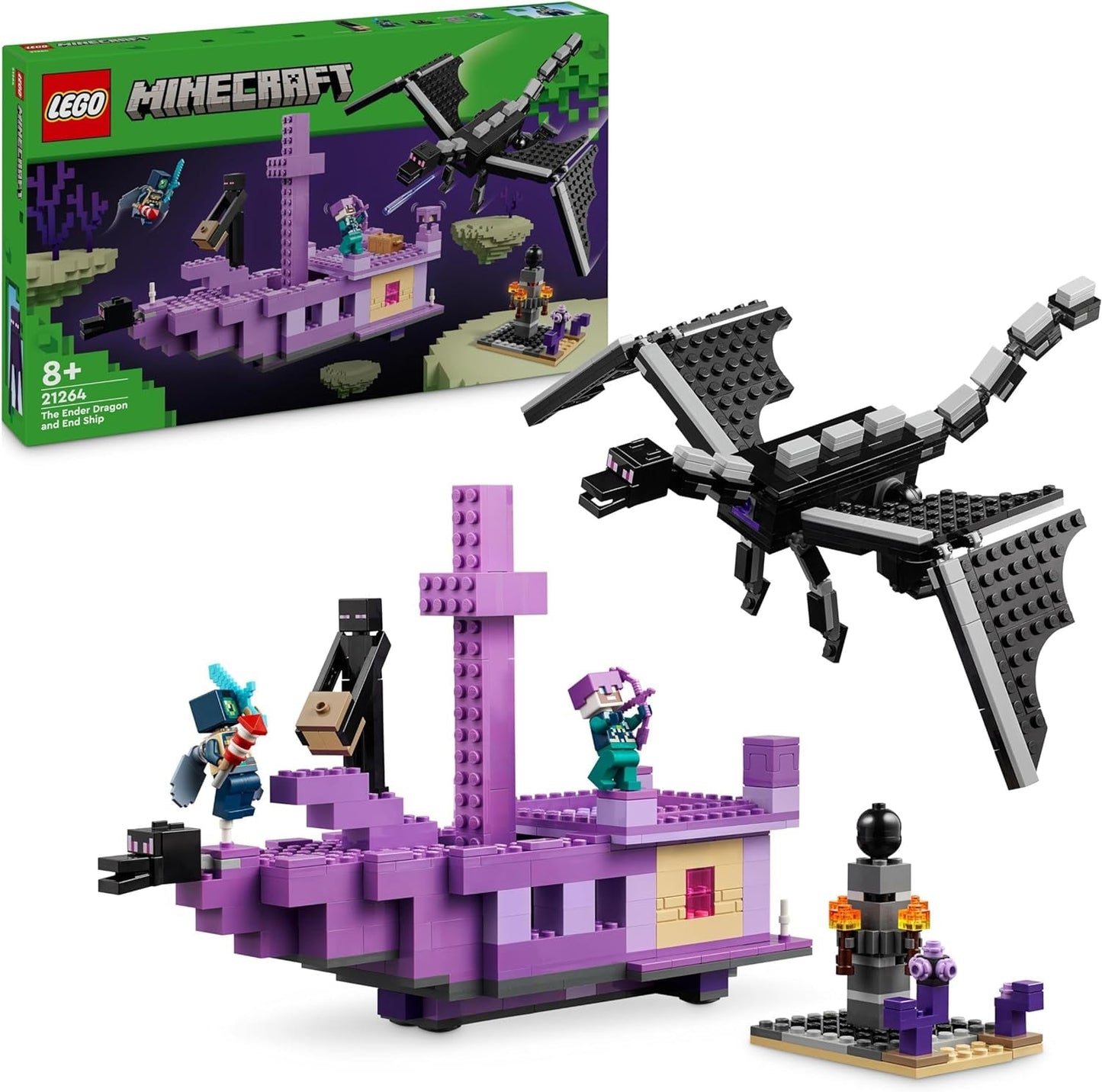LEGO Minecraft The End Dragon und The End Ship Action-Spielzeug- und Entdeckungsset Videospiel-Bauset Abenteuerset Geschenk für Jungen und Mädchen ab 8 Jahren 21264 Bausets Besuche den LEGO-Store Standardtitel