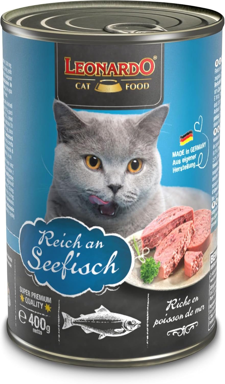 LEONARDO Nassfutter [6x400g Meeresfrüchte] | Nasses, getreidefreies Katzenfutter | Komplettes Nassfutter in Dosen