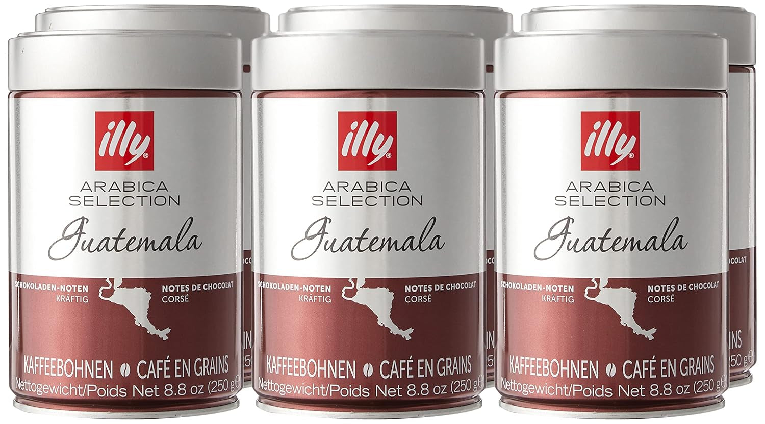 illy Kaffeebohnen, Auswahl an Arabica-Kaffeebohnen, Guatemala, 6er Pack (6 x 250g)