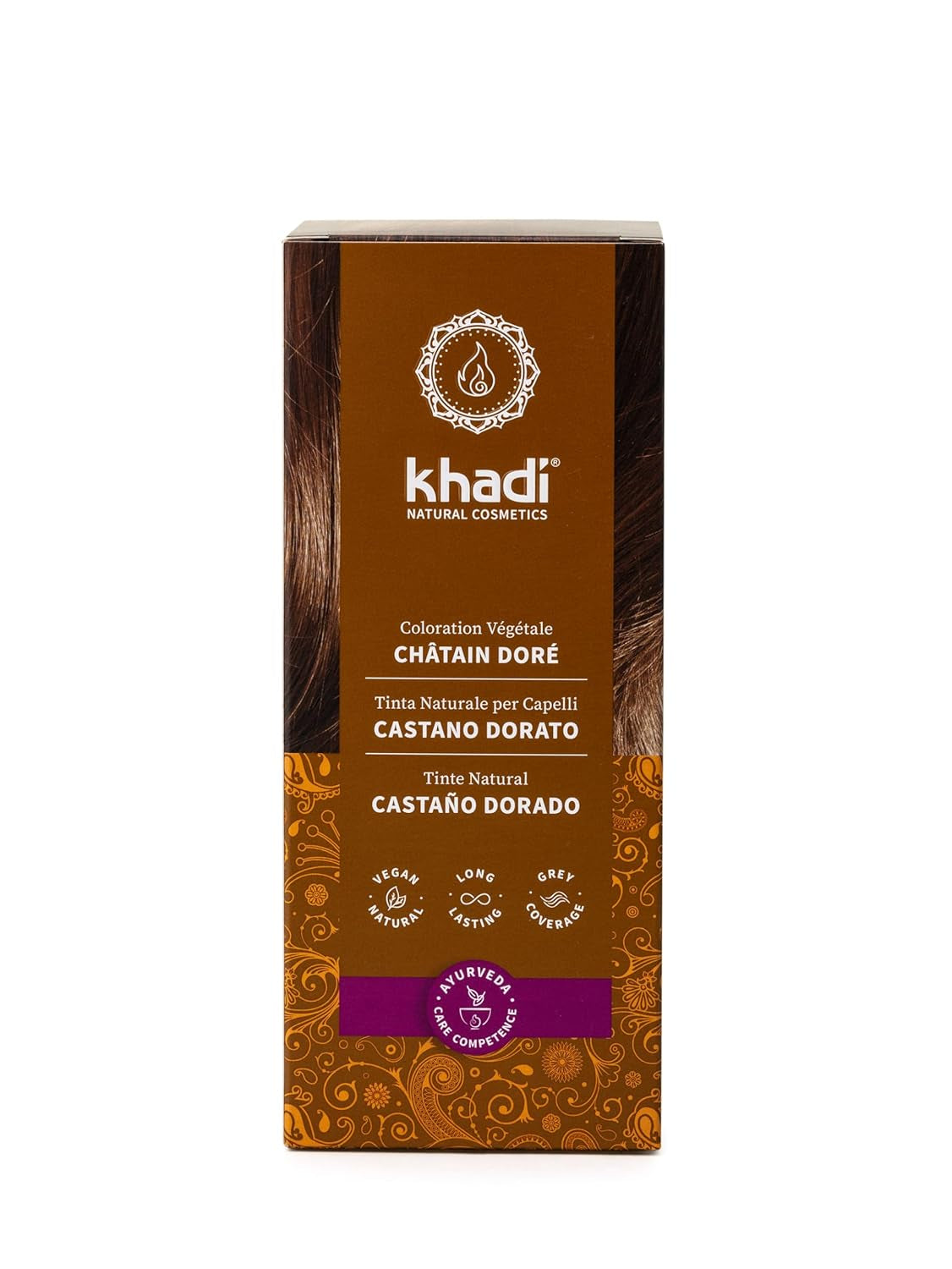 khadi GOLDBRAUN Pflanzenhaarfarbe, Haarfarbe von leuchtendem Bernstein bis zu sanftem und glänzendem Goldbraun, 100 % pflanzliche Naturhaarfarbe, natürlich und vegan, zertifizierte Naturkosmetik, 100g Naty Shop Haarfarbe