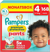 Pampers Premium Protection Pants Größe 7, 123 Windeln, 15 kg+, mit 360°-Anpassung und weichen Anti-Leck-Bündchen für optimalen Komfort und Schutz