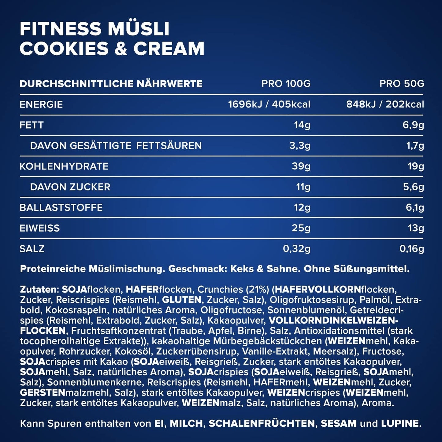 IronMaxx Fitness Müsli - Cookies & Cream, 2 kg Beutel | Proteinreiches veganes Müsli mit knusprigem Inhalt | Wenig Zucker und viel Ballaststoffe
