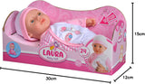 Simba 105140020 – My Love Baby Talk Puppe mit weichem Körper und Schlafaugen in süßem Kleid, macht 24 Babygeräusche, 30 cm große Babypuppe ab 2 Jahren, weiß, rosa, Naty Shop Dolls