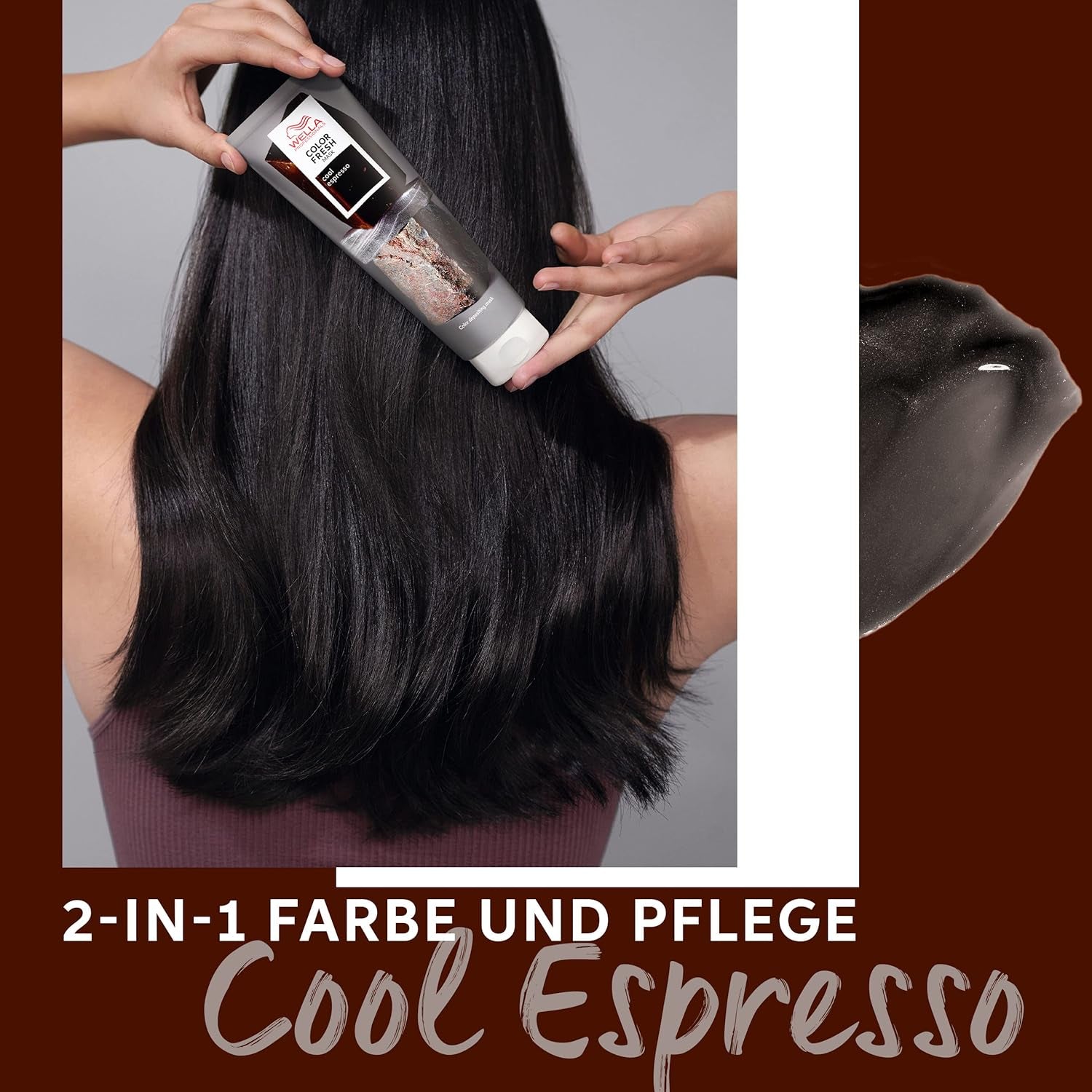 Wella Professionals Color Fresh Mask Cool Espresso – Behandlung zur Revitalisierung und Veränderung der Haarfarbe – pflegender Farbton mit Avocadoöl – für schwarzes und schwarzes Haar – 150 ml Naty Shop Haarmaske