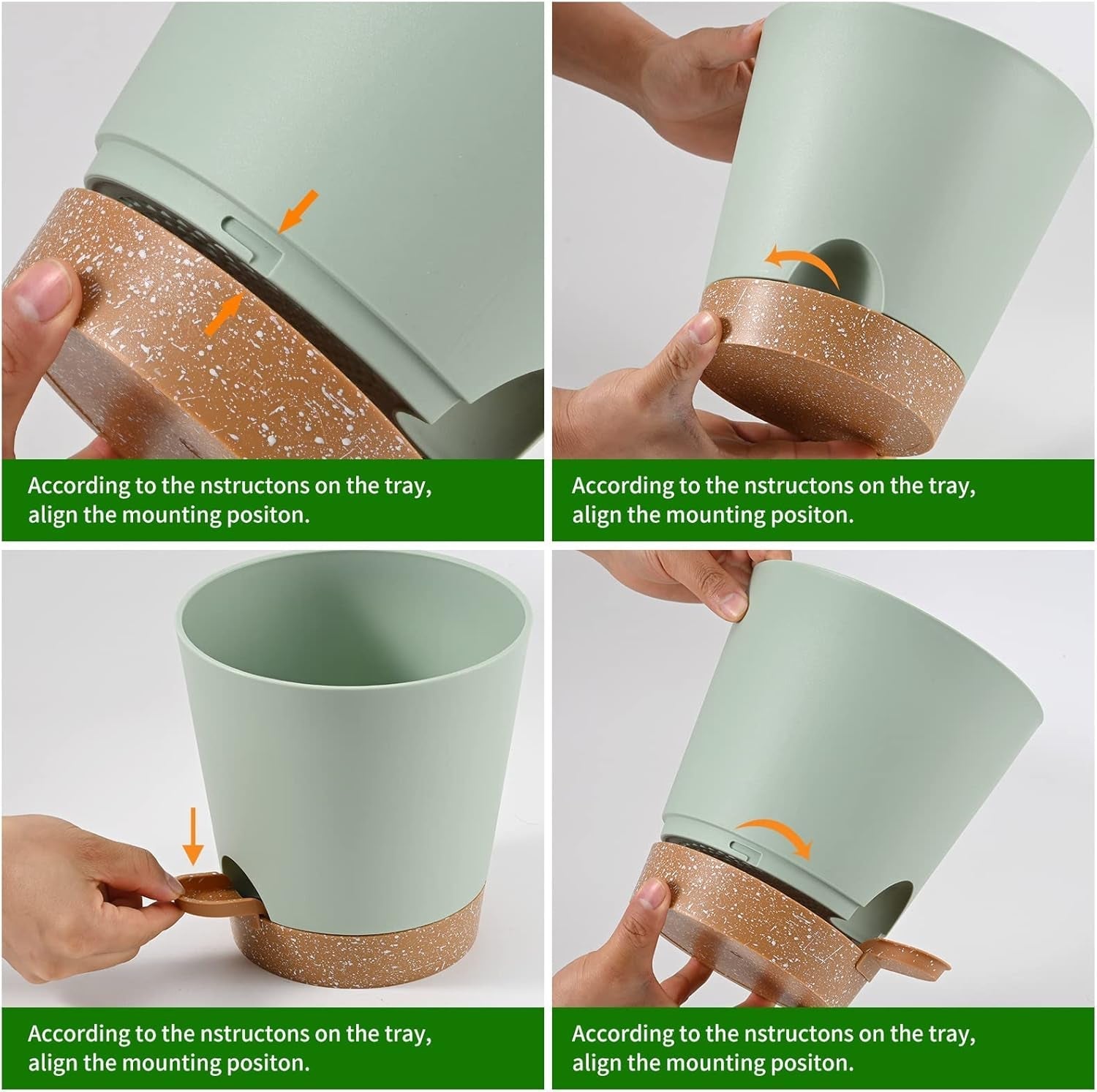 Blumentopf, 6 Stück, 12,7 cm, selbstbewässernder Übertopf, hohe Drainage, Blumentopf für drinnen und draußen, mit Reservoir-Tablett und Bewässerungsrand, Garten-Pflanzgefäß, Garten