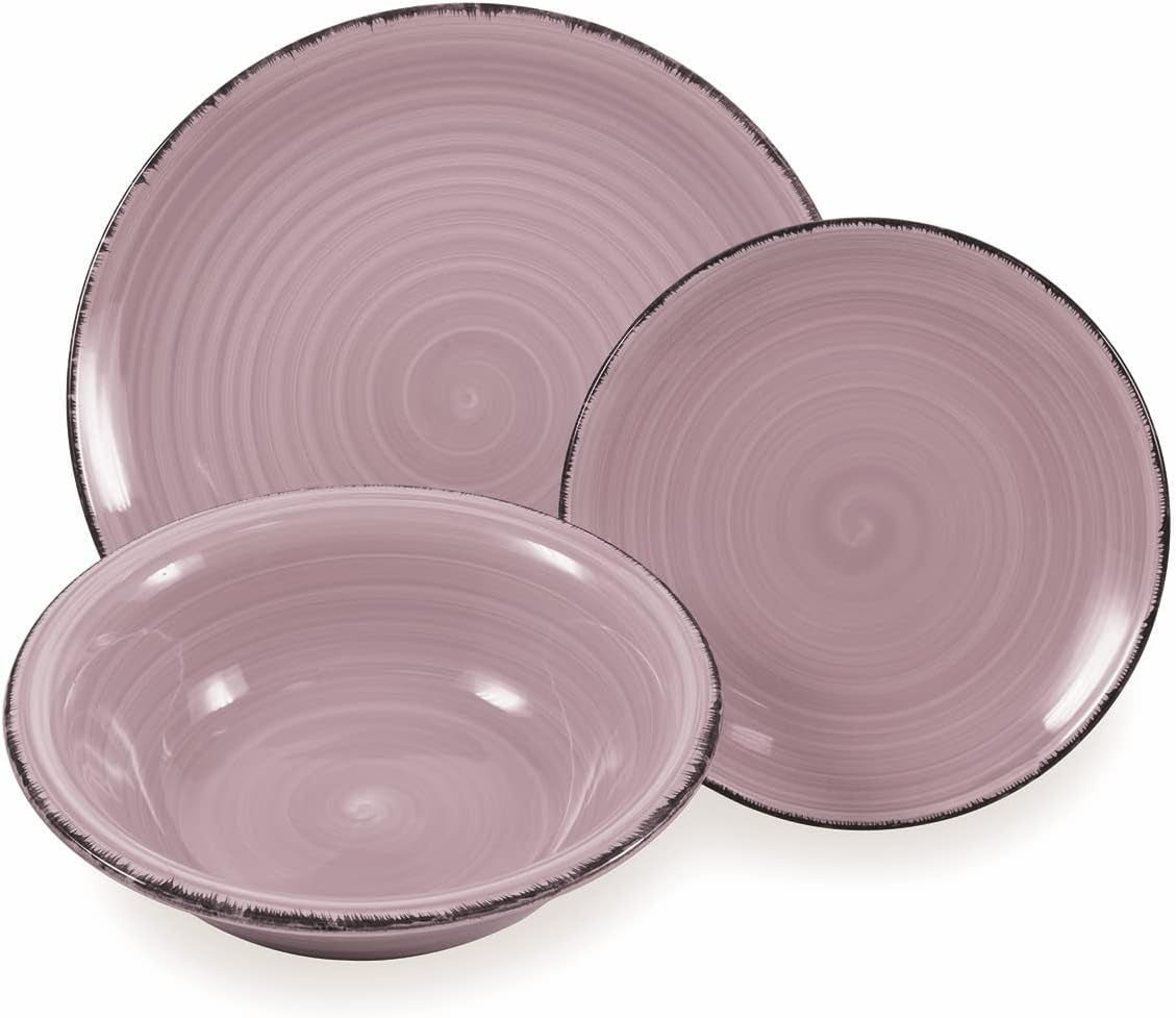 2197966 Baita Aquarell-Geschirrset, 18-teilig, handbemaltes Steinzeug, 6 verschiedene Oberteile