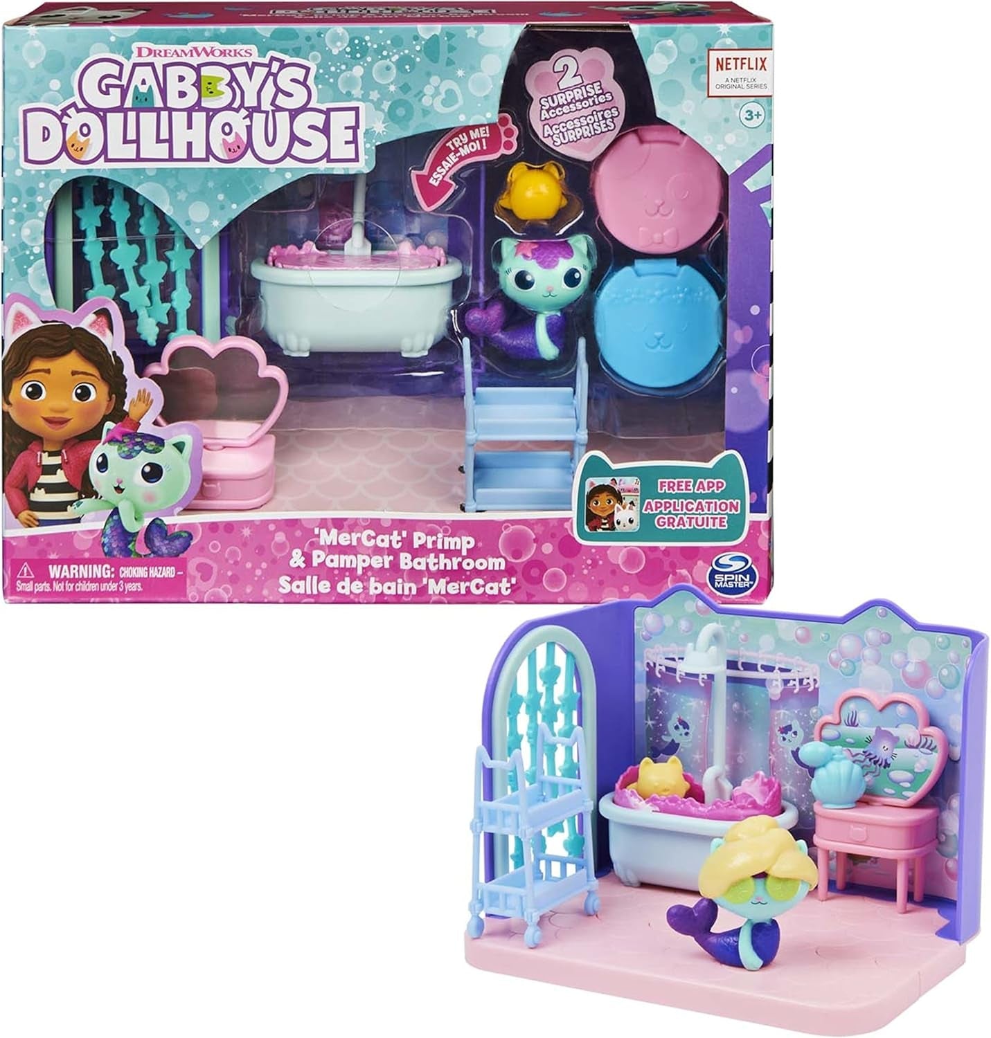 Gabby's Dollhouse Deluxe-Zimmer, Groovy Music Room und Deluxe-Zimmer, elegantes Verwöhnbad, Sea Kitten Bath