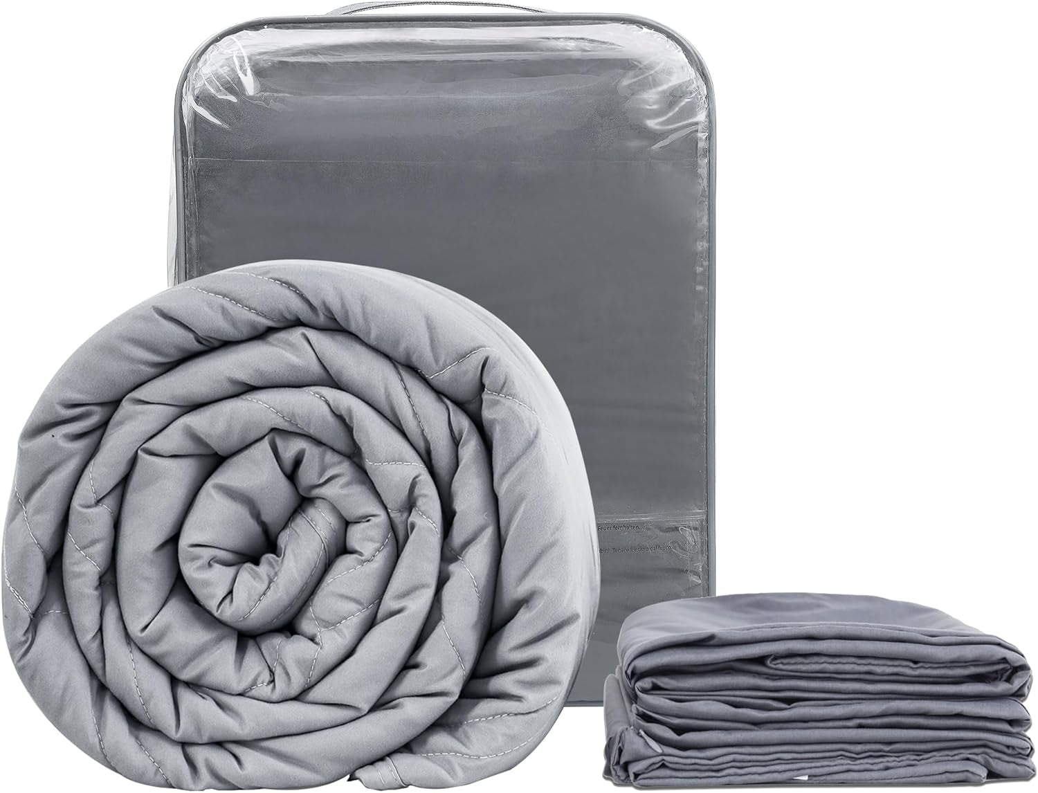 Winthome Gewichtsdecke mit Bettbezug 150 x 205 cm, 10,4 kg, bequeme Gewichtsdecke, Anti-Stress-Therapiedecke, schwere Decke für tieferen Schlaf und bessere Erholung, schwere Decke für Erwachsene (grau). Besuchen Sie den Winthome-Store, Grau, 140 x 205 cm, 8,6 kg