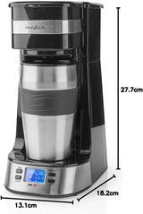 NEDIS Espressor – Filterkaffee – 0,4 l – 1 Tasse – Timer – Schwarz/Silber
